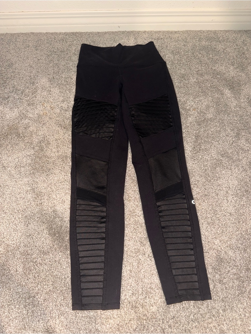 ALO Yoga Black Ribbed & Paneled Leggings